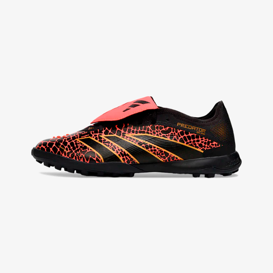 Chuteira Society Adidas Predator Elite Fold-Over Tongue TF - Preta, Laranja e Dourada - vista frontal