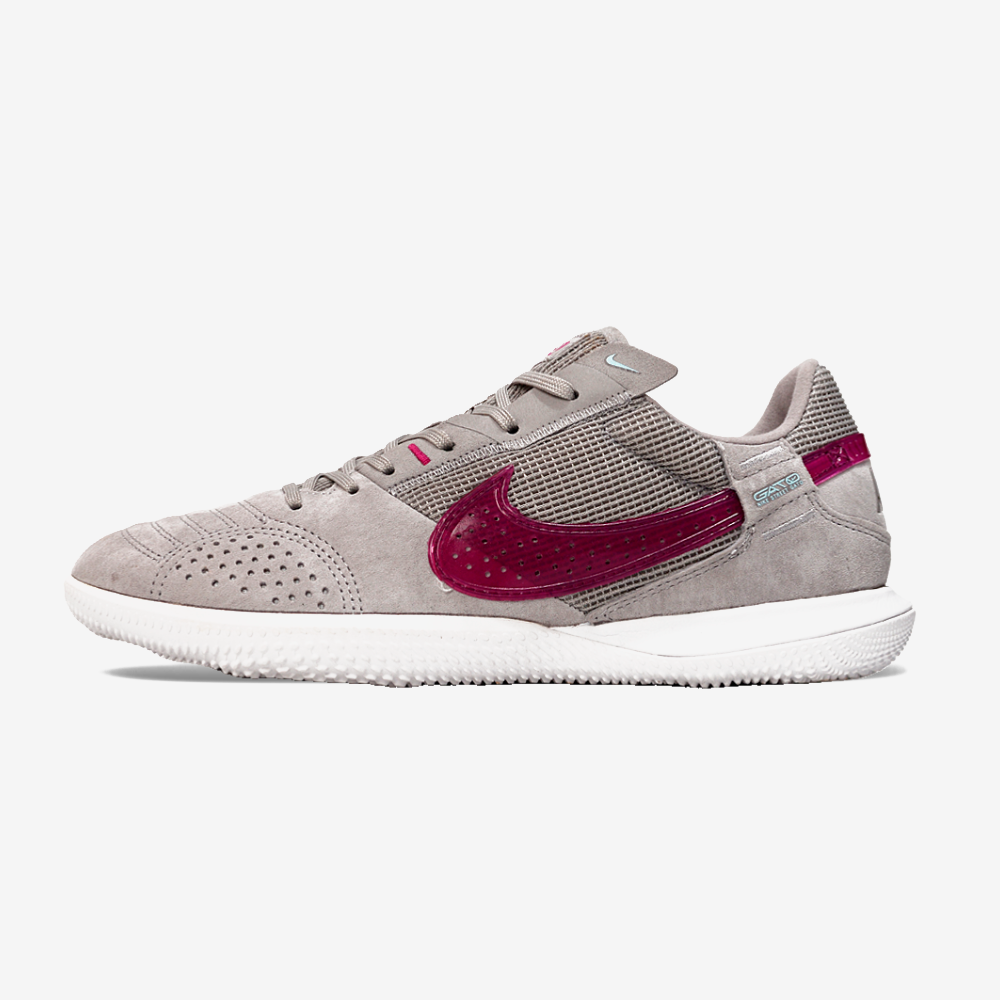 Tênis Futsal Nike Street Gato IC - Cinza e Vinho - vista frontal