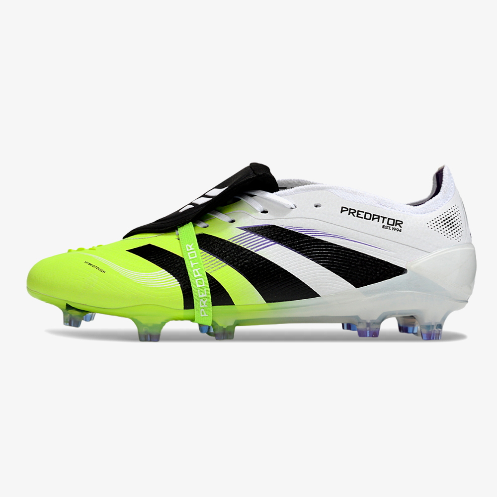Chuteira Adidas Predator Elite Fold-Over Tongue FG - Branca, Preta e Verde - vista frontal