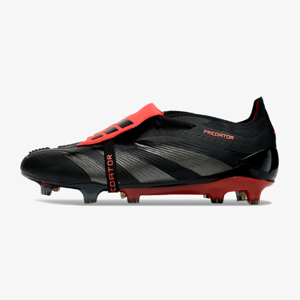 Chuteira Adidas Predator Elite Tongue FG - Preta e Vermelha - vista frontal