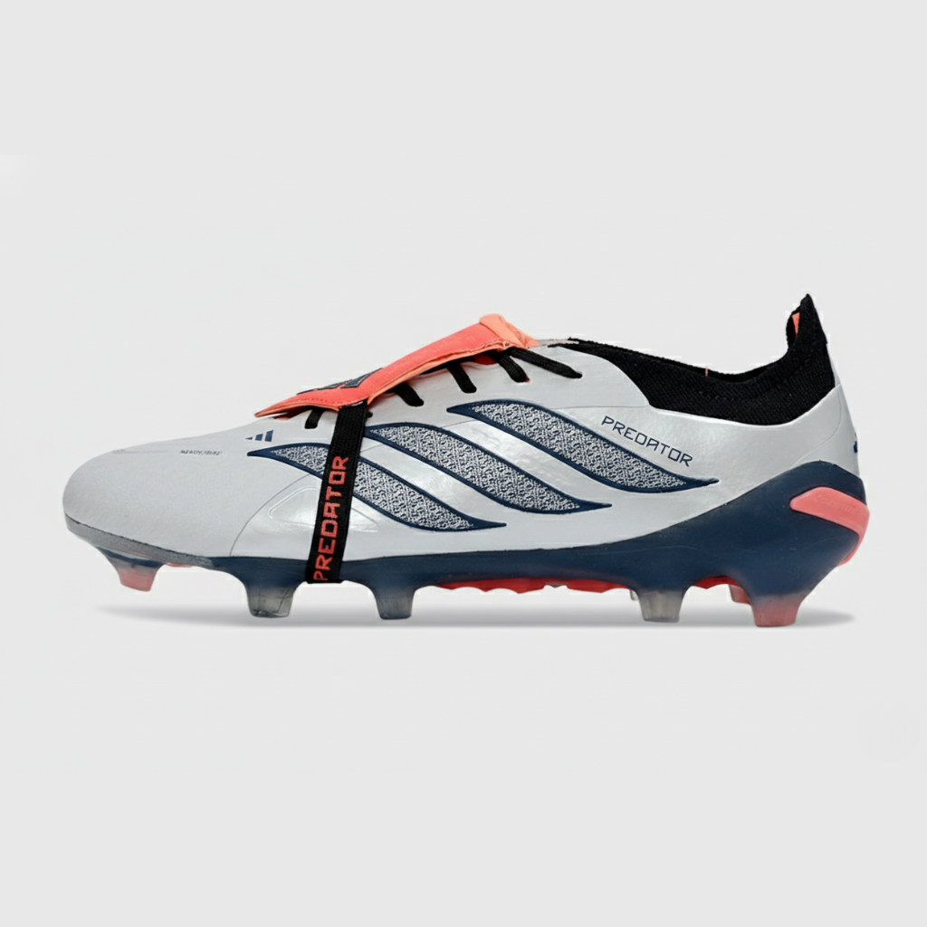 Chuteira Adidas Predator Elite FT 26 FG - Prateada, Azul e Vermelha - vista frontal