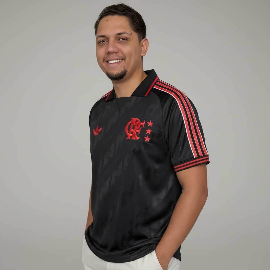 Camisa Flamengo Lifestyler 25/26 Adidas Masculina - Preto — imagem 3