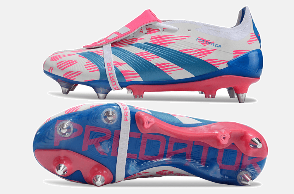 Adidas Predator Elite Fold-Over Tongue SG - Branca, Azul e Rosa - Tevo Sports SPORT*