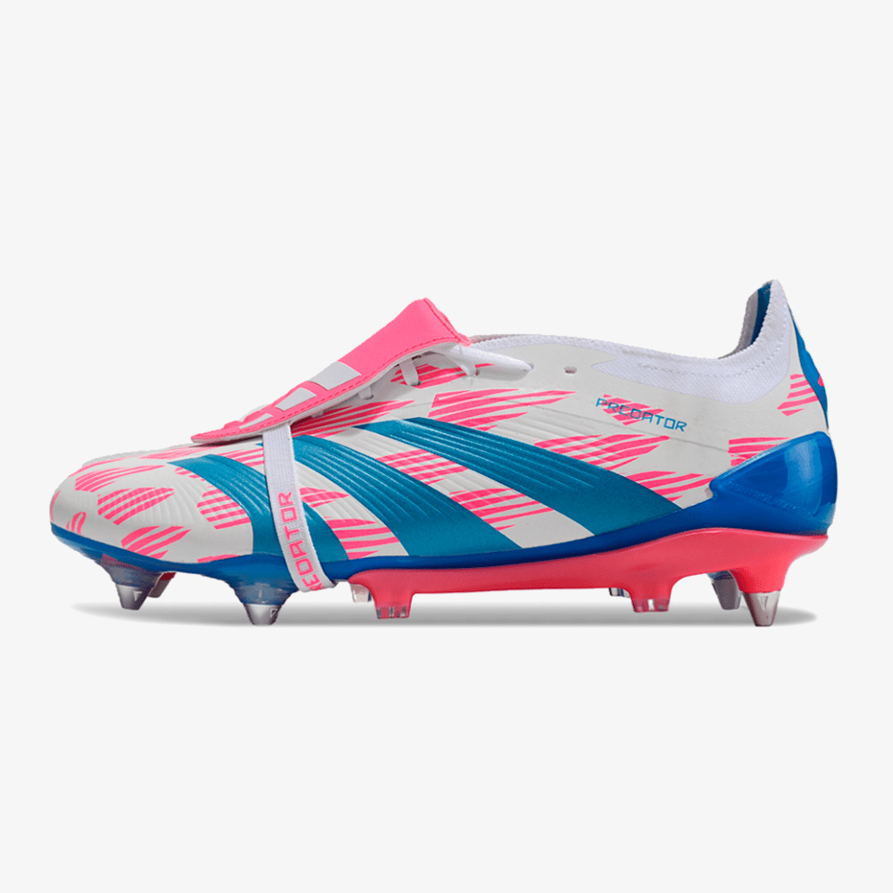 Adidas Predator Elite Fold-Over Tongue SG - Branca, Azul e Rosa - Tevo Sports SPORT*