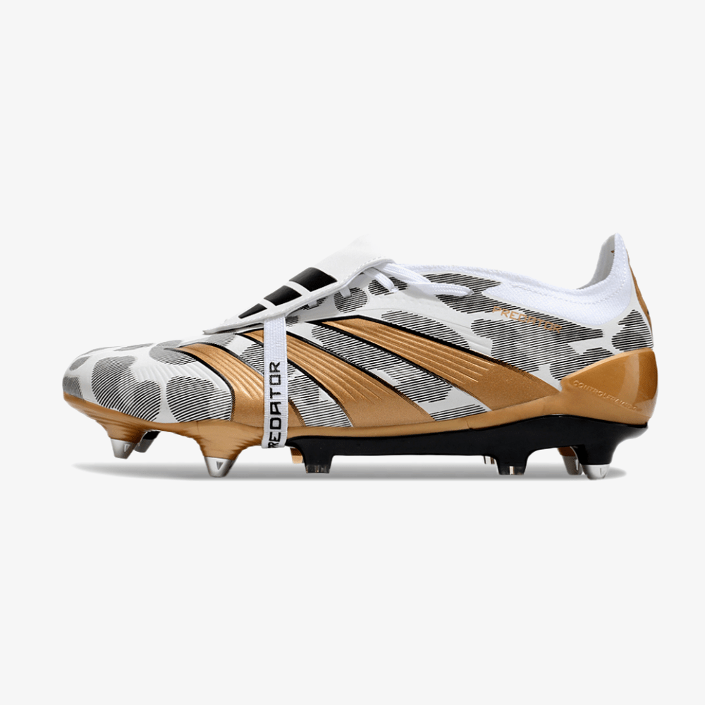 Adidas Predator Elite Fold-Over Tongue SG - Branca, Dourada e Preta - Tevo Sports SPORT*