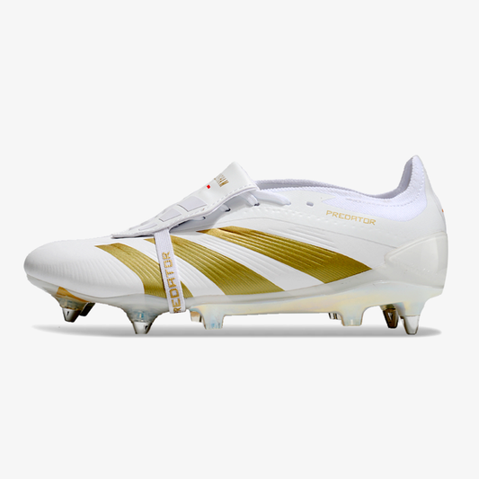 Adidas Predator Elite Fold-Over Tongue SG - Branca e Dourada - vista frontal