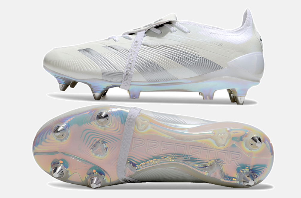 Adidas Predator Elite Fold-Over Tongue SG - Branca e Prata - vista traseira