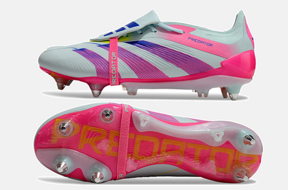 Adidas Predator Elite Fold-Over Tongue SG - Branca, Rosa e Roxa - vista traseira