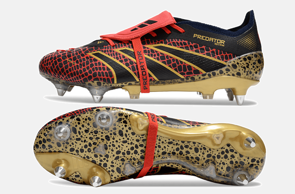 Adidas Predator Elite Fold-Over Tongue SG - Preta, Dourada e Vermelha - Tevo Sports SPORT*