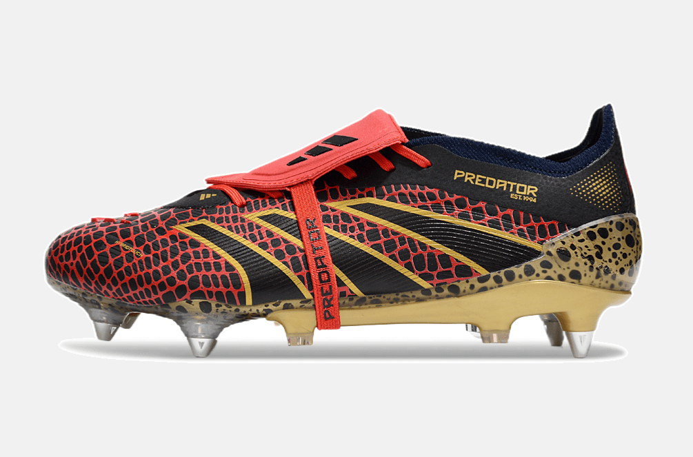 Adidas Predator Elite Fold-Over Tongue SG - Preta, Dourada e Vermelha - Tevo Sports SPORT*