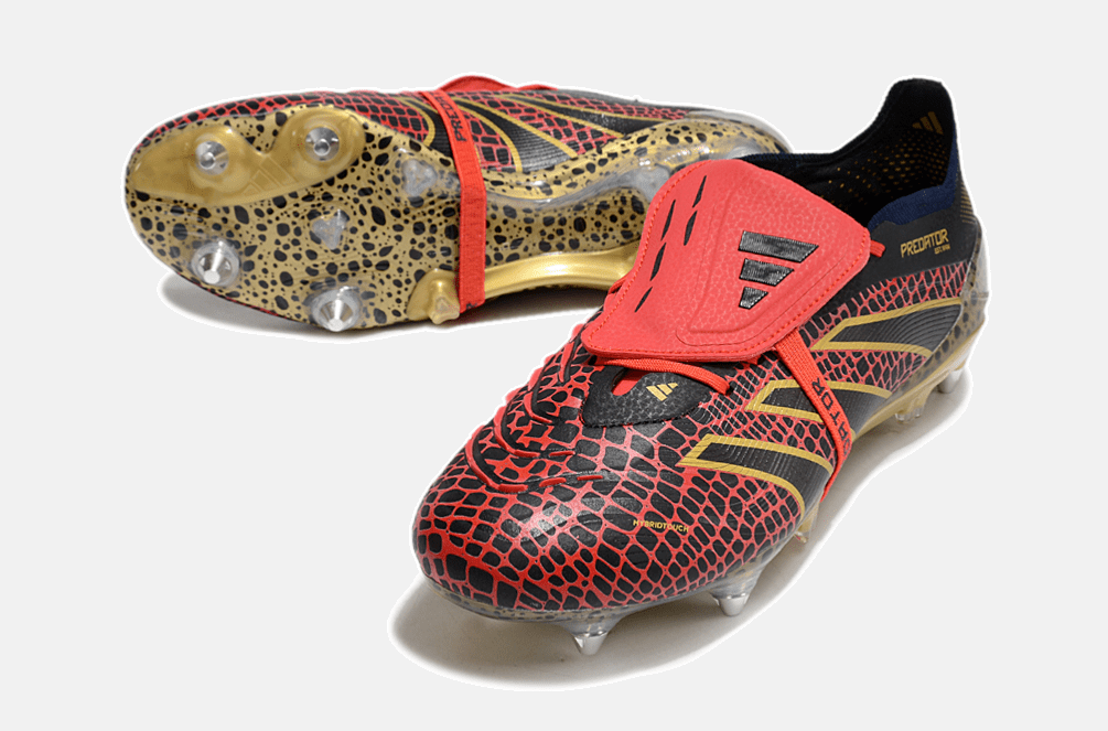 Adidas Predator Elite Fold-Over Tongue SG - Preta, Dourada e Vermelha - Tevo Sports SPORT*