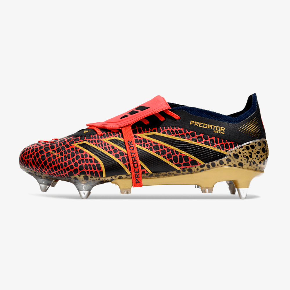 Adidas Predator Elite Fold-Over Tongue SG - Preta, Dourada e Vermelha - Tevo Sports SPORT*