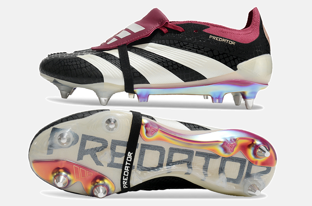 Adidas Predator Elite Fold-Over Tongue SG - Preta e Vinho - vista traseira