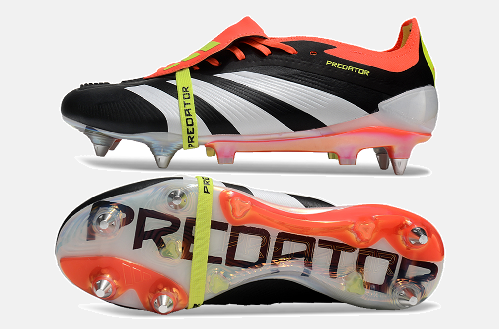 Adidas Predator Elite Fold-Over Tongue SG - Preta, Laranja e Verde - vista traseira