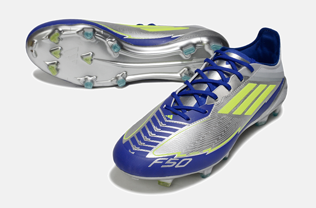 Chuteira Adidas f50 Elite FG - Prata e Azul - vista traseira