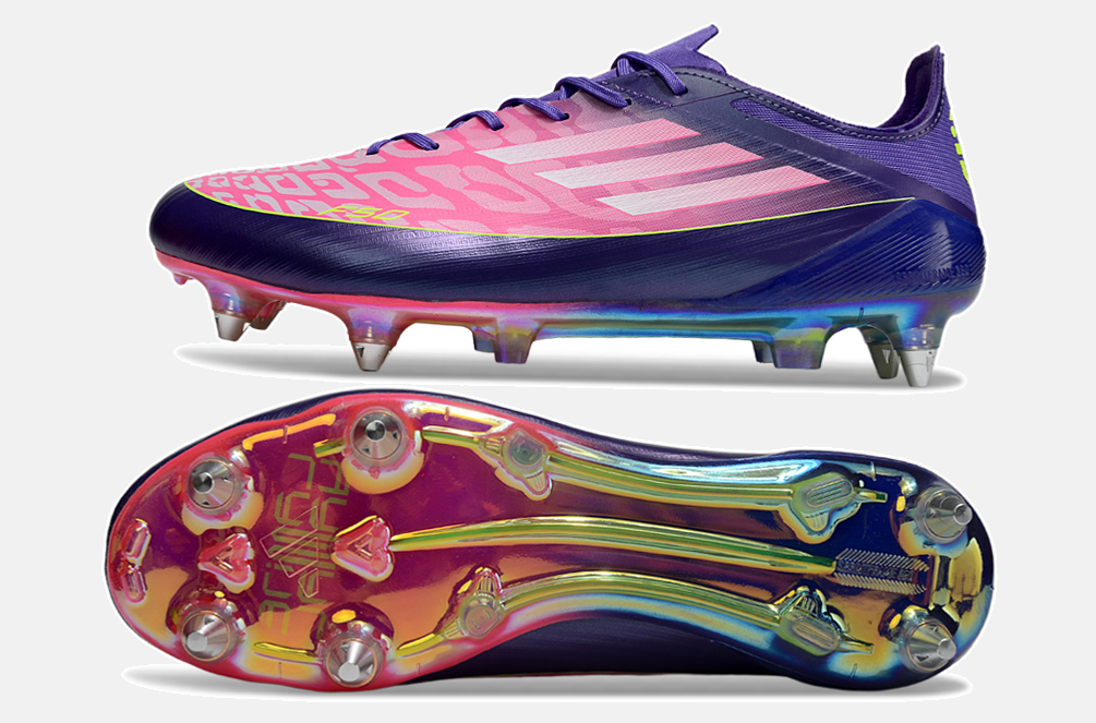 Chuteira Adidas F50 Lamine Yamal Elite SG - Rosa e Roxa - vista traseira