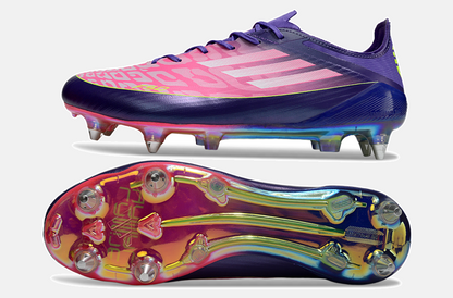 Chuteira Adidas F50 Lamine Yamal Elite SG - Rosa e Roxa - vista traseira