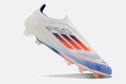Chuteira Adidas F50 LL FG - Branca, Laranja e Azul - vista traseira