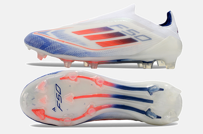 Chuteira Adidas F50 LL FG - Branca, Laranja e Azul - imagem 6
