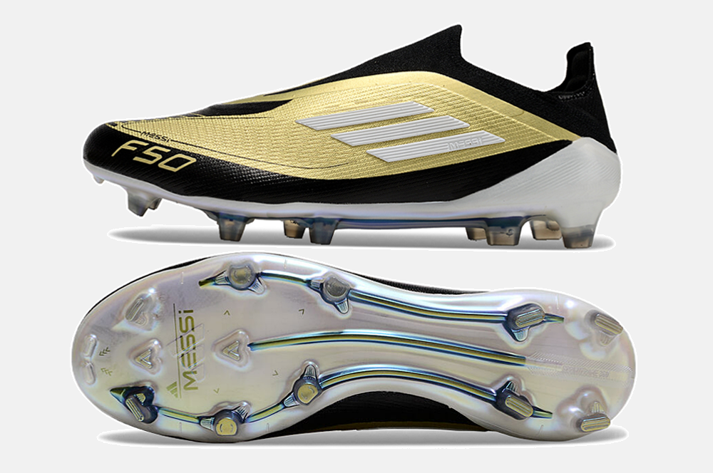 Chuteira Adidas F50 LL FG - Dourada e Branca - vista traseira