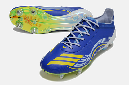Chuteira Adidas F50 Messi Elite SG - Azul, Branca e Amarela - vista traseira