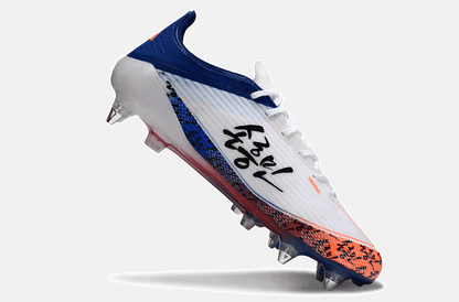 Chuteira Adidas F50 Son Elite SG - Branca, Azul e Laranja - Tevo Sports SPORT*