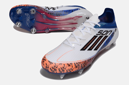 Chuteira Adidas F50 Son Elite SG - Branca, Azul e Laranja - Tevo Sports SPORT*