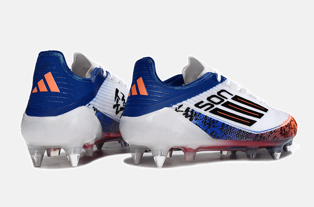 Chuteira Adidas F50 Son Elite SG - Branca, Azul e Laranja - Tevo Sports SPORT*