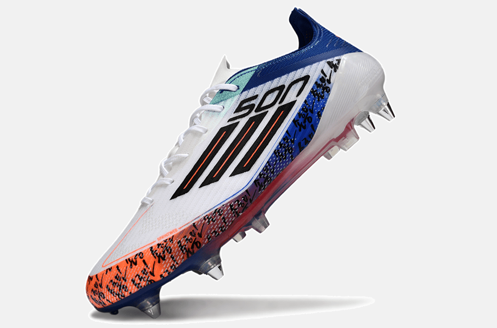 Chuteira Adidas F50 Son Elite SG - Branca, Azul e Laranja - Tevo Sports SPORT*