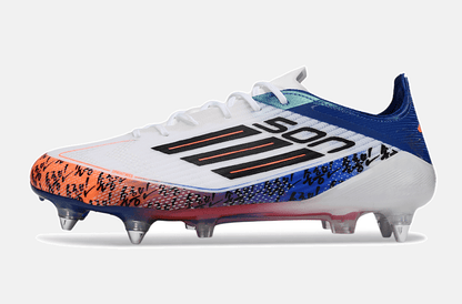 Chuteira Adidas F50 Son Elite SG - Branca, Azul e Laranja - Tevo Sports SPORT*