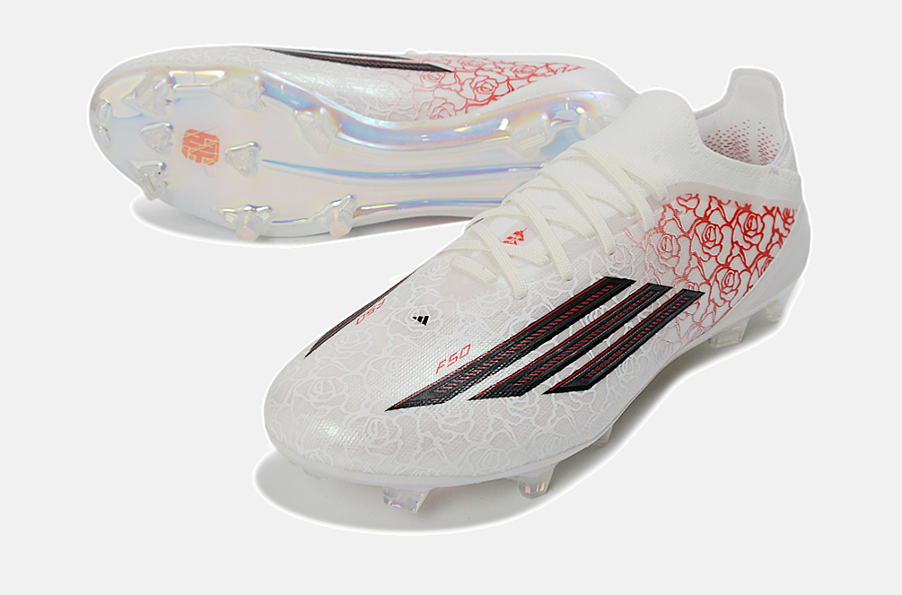 Chuteira Adidas F50 YAMAL FG - Branca e Vermelha - detalhe