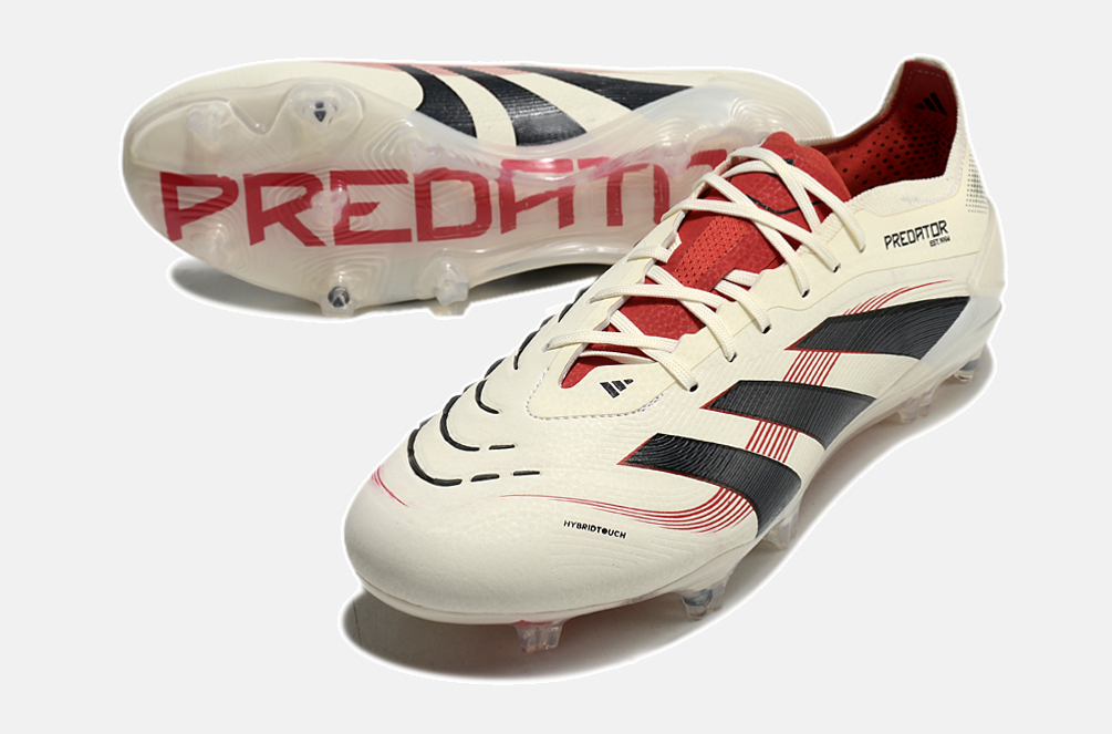 Chuteira Adidas Predator Elite FG - Bege,  Preta e Vermelha - vista traseira