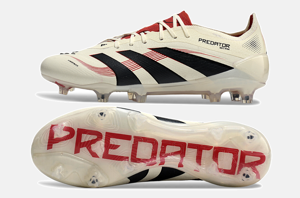 Chuteira Adidas Predator Elite FG - Bege,  Preta e Vermelha - detalhe