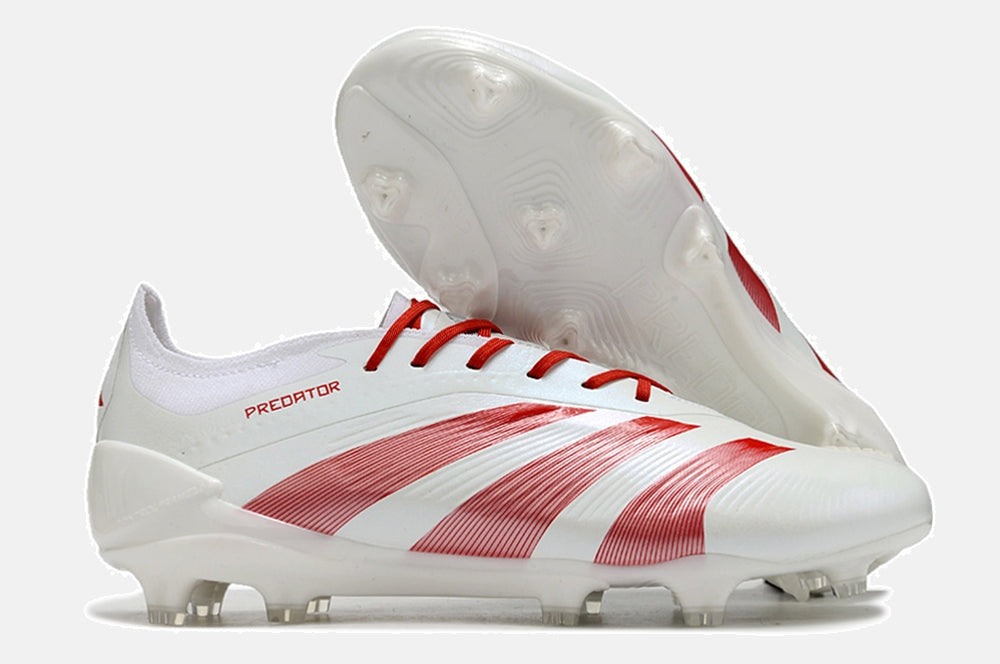 Chuteira Adidas Predator Elite FG - Branca e Vermelha - vista traseira