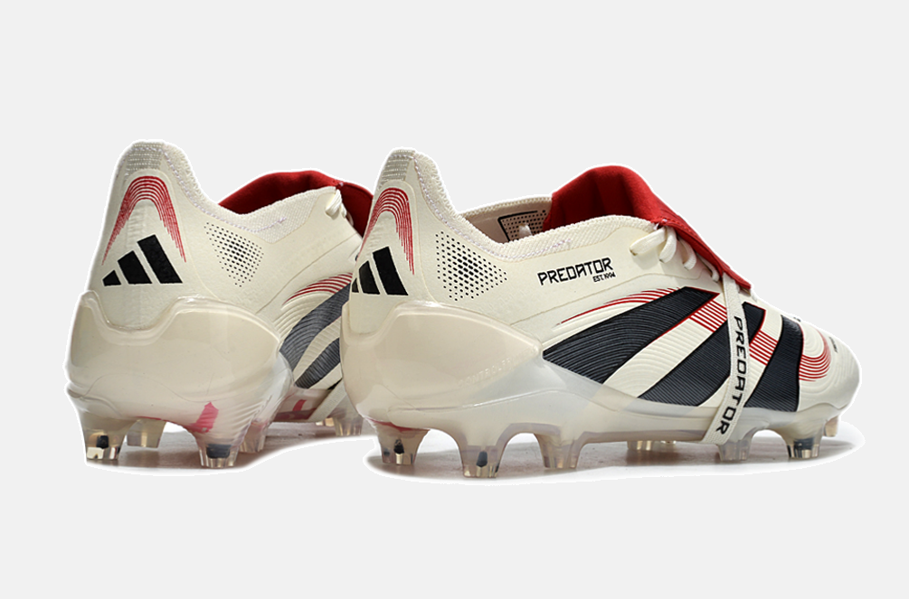 Chuteira Adidas Predator Elite Fold-Over Tongue FG - Begê, Vermelha e Preta - imagem 7
