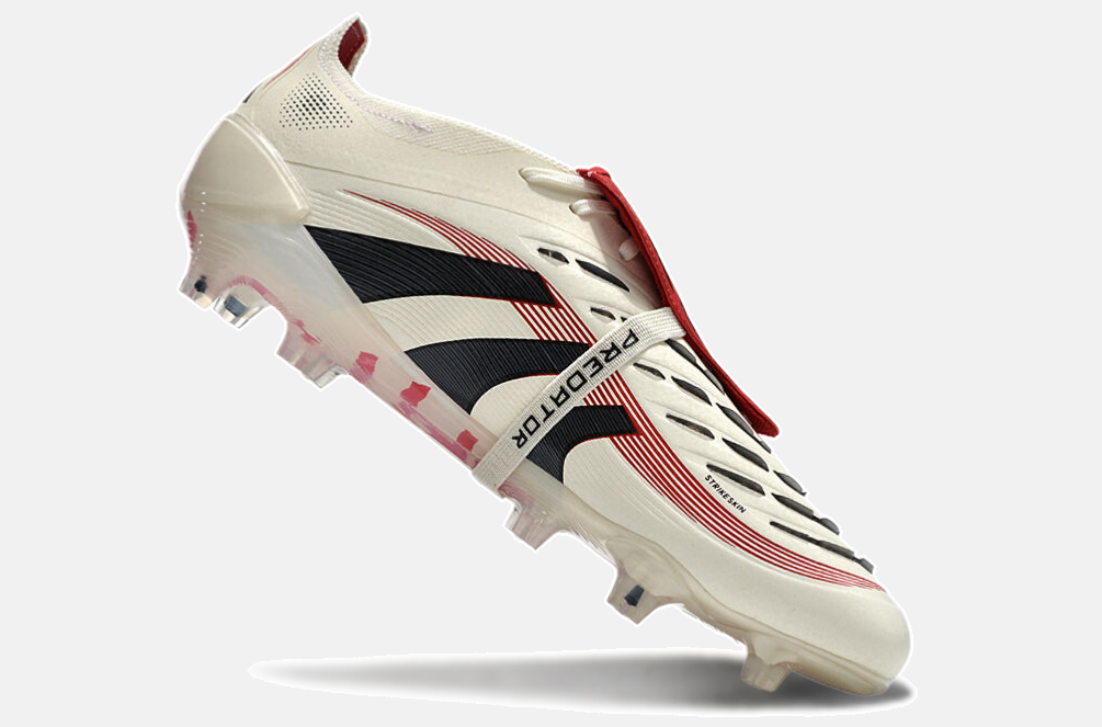 Chuteira Adidas Predator Elite Fold-Over Tongue FG - Begê, Vermelha e Preta - imagem 6