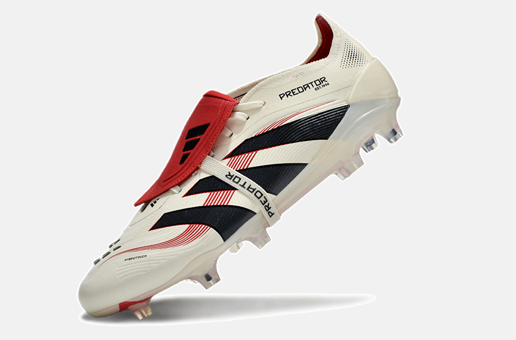 Chuteira Adidas Predator Elite Fold-Over Tongue FG - Begê, Vermelha e Preta - imagem 5