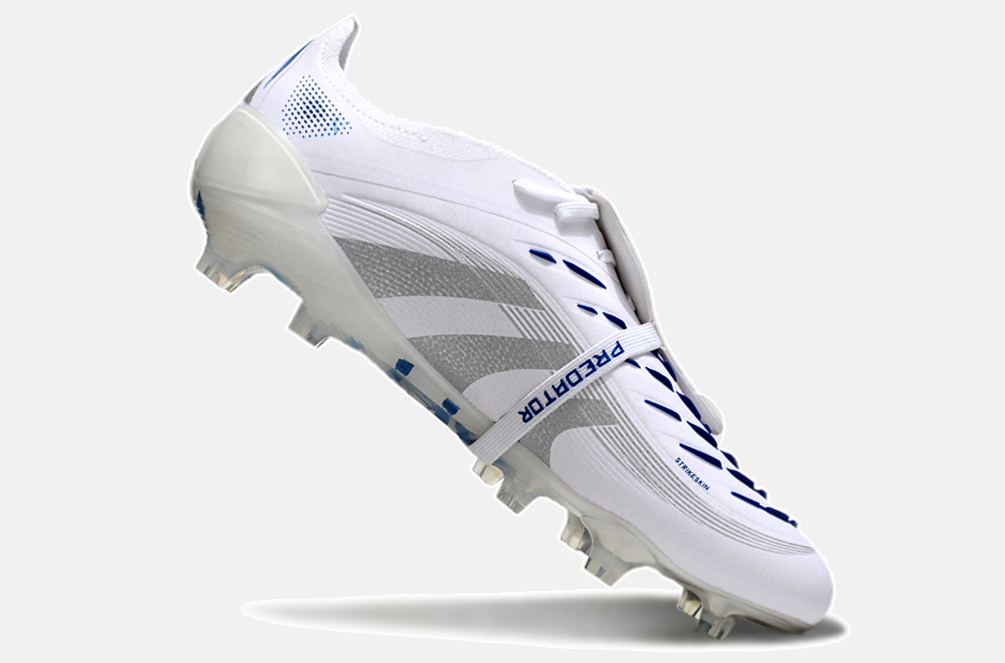Chuteira Adidas Predator Elite Fold-Over Tongue FG - Branca, Azul e Prata - imagem 6
