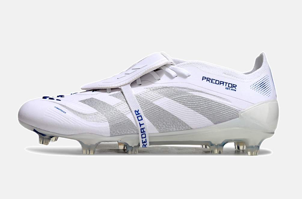 Chuteira Adidas Predator Elite Fold-Over Tongue FG - Branca, Azul e Prata - imagem 4