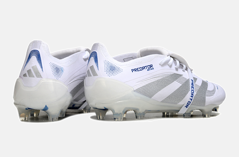 Chuteira Adidas Predator Elite Fold-Over Tongue FG - Branca, Azul e Prata - imagem 7