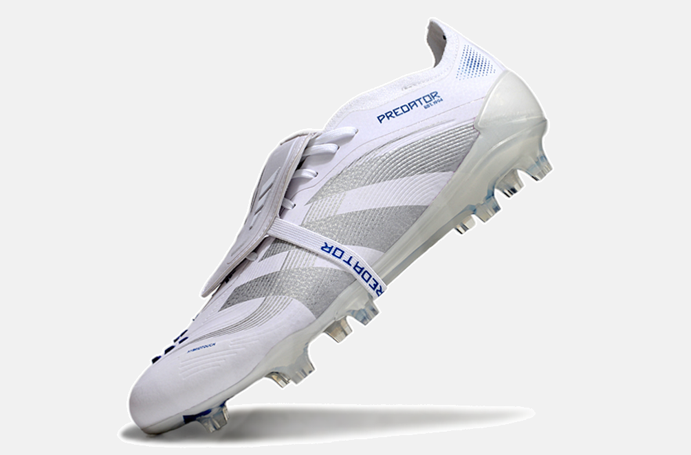 Chuteira Adidas Predator Elite Fold-Over Tongue FG - Branca, Azul e Prata - imagem 5