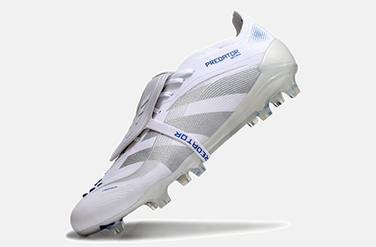 Chuteira Adidas Predator Elite Fold-Over Tongue FG - Branca, Azul e Prata - imagem 5