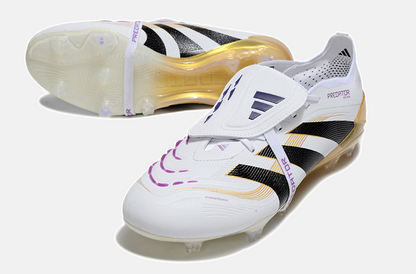 Chuteira Adidas Predator Elite Fold-Over Tongue FG - Branca, Dourada e Preta - detalhe