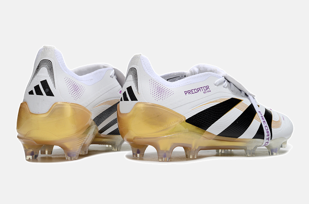 Chuteira Adidas Predator Elite Fold-Over Tongue FG - Branca, Dourada e Preta - imagem 7