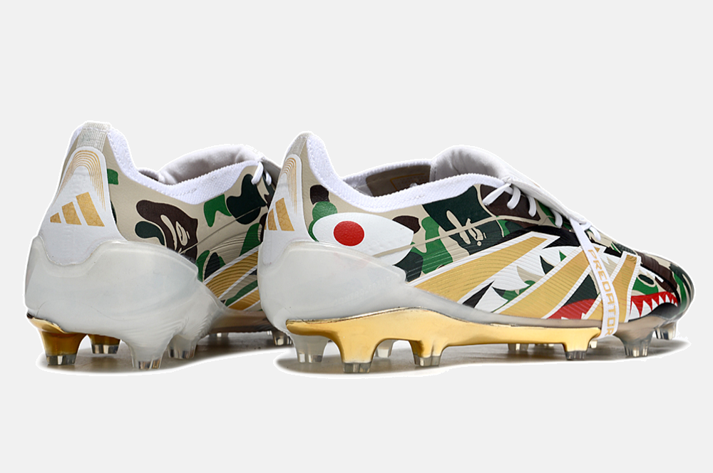 Chuteira Adidas Predator Elite Fold-Over Tongue FG - Branca, Dourada e Verde - imagem 7