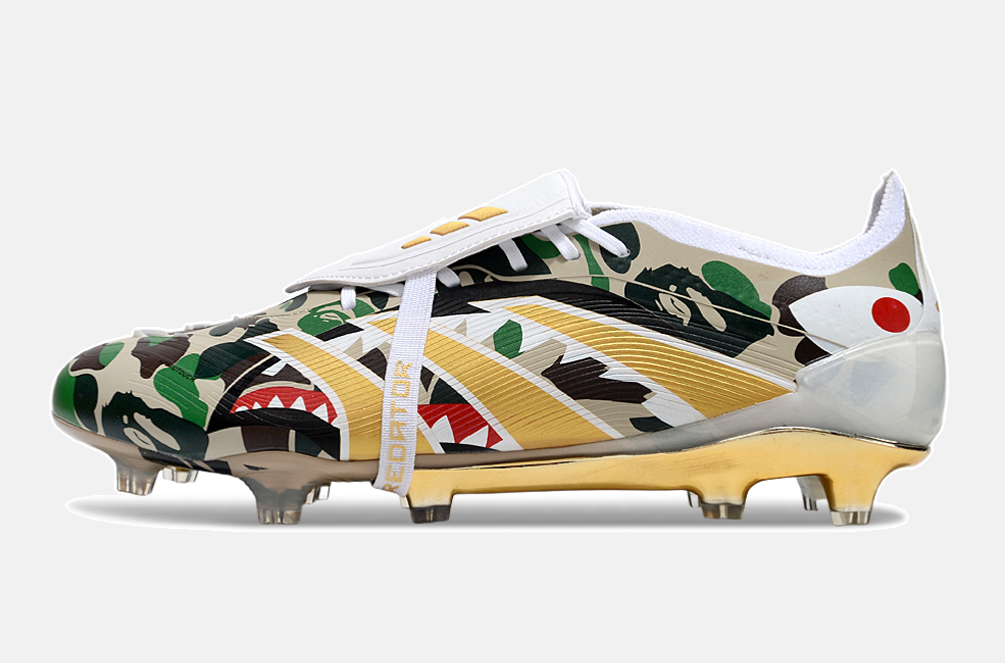 Chuteira Adidas Predator Elite Fold-Over Tongue FG - Branca, Dourada e Verde - imagem 4