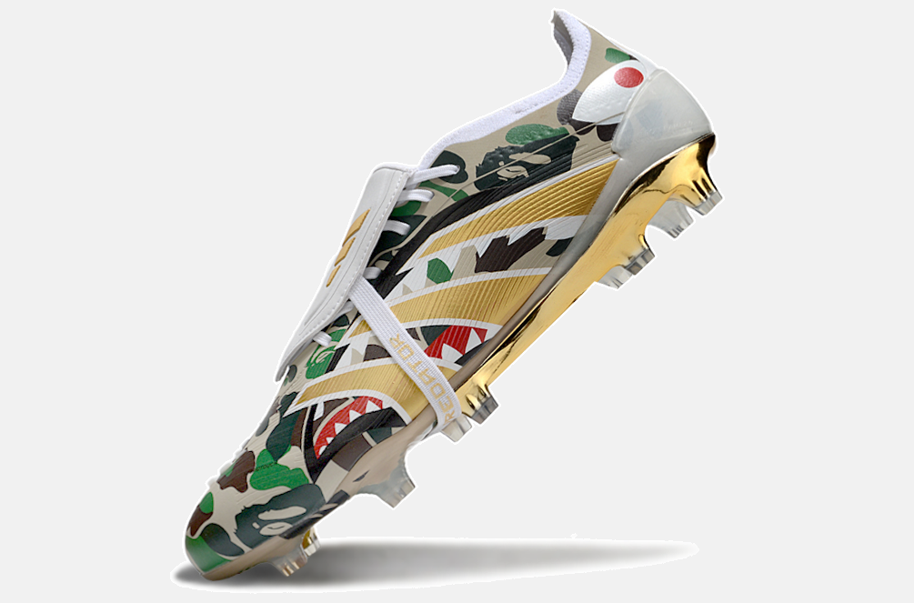 Chuteira Adidas Predator Elite Fold-Over Tongue FG - Branca, Dourada e Verde - imagem 5