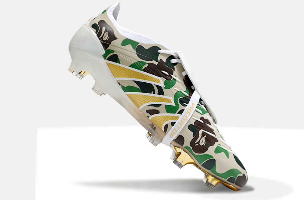 Chuteira Adidas Predator Elite Fold-Over Tongue FG - Branca, Dourada e Verde - imagem 6