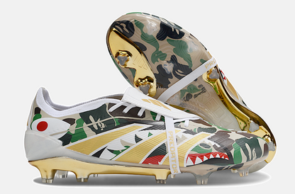 Chuteira Adidas Predator Elite Fold-Over Tongue FG - Branca, Dourada e Verde - imagem 8