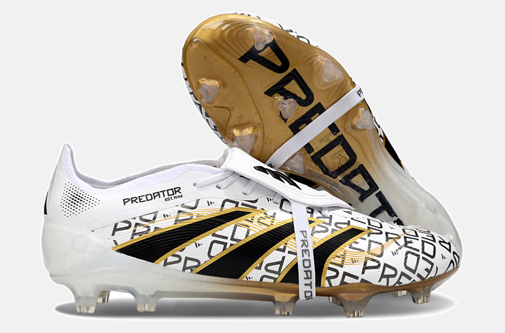 Chuteira Adidas Predator Elite Fold-Over Tongue FG - Branca, Dourada e Vermelha - imagem 8